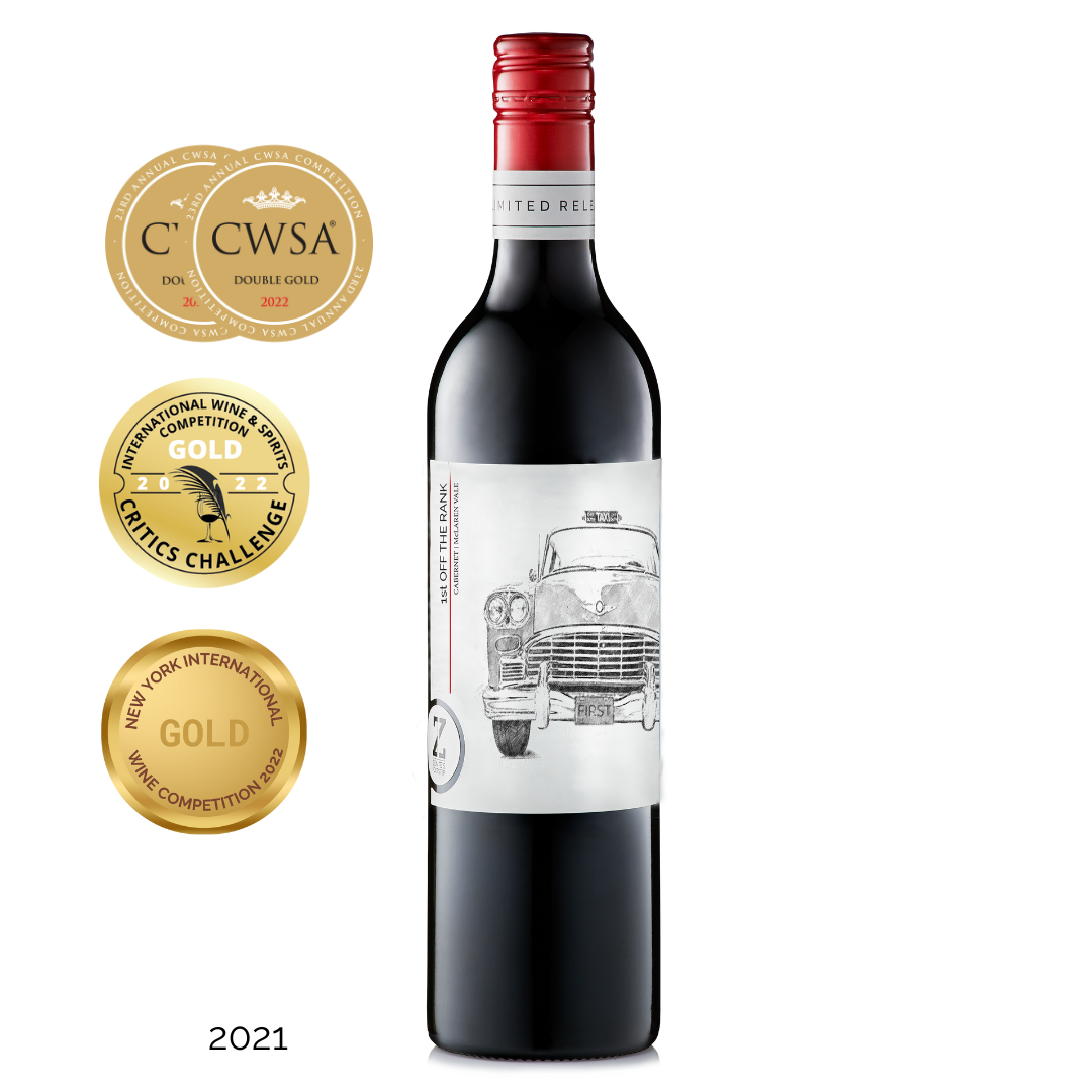 Bottle pic of 1st Off the Rank with gold medal awards